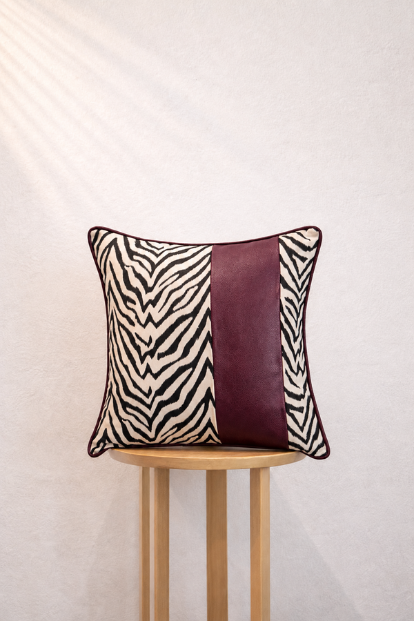 Wild Lines Cushion Cover - Burgundy