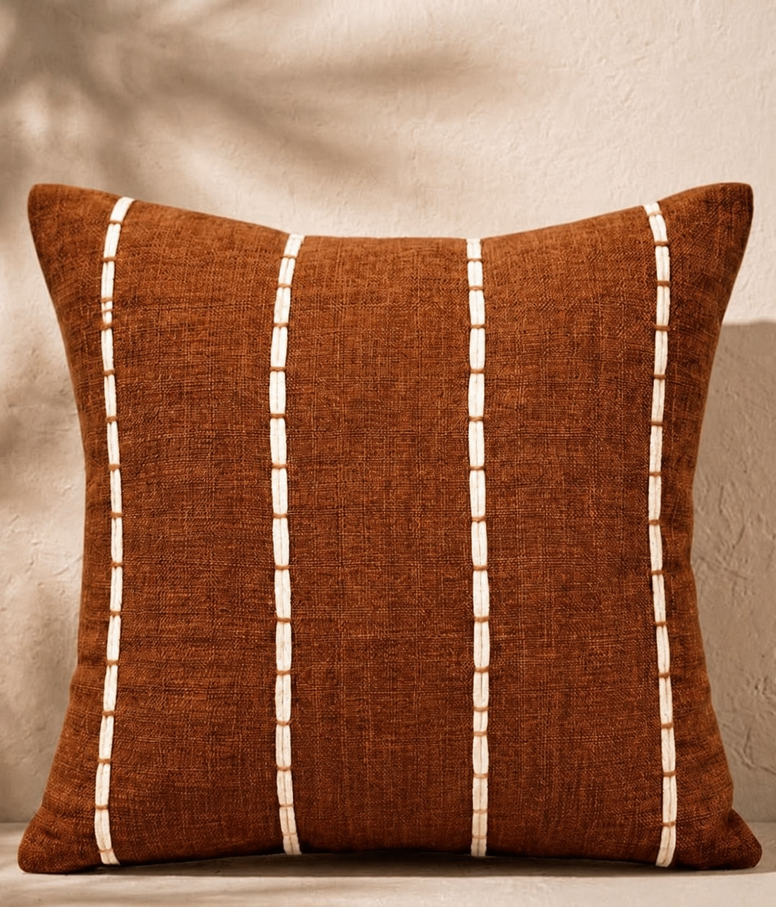 Burnt Caramel Stitch Cushion Cover