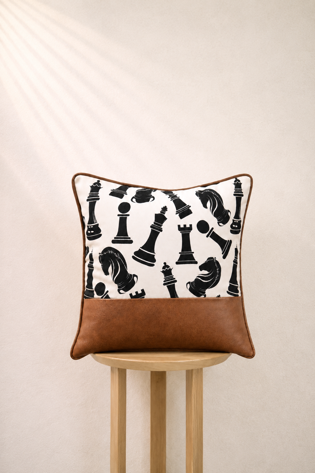 Checkmate Cushion Cover - Cognac Brown