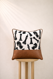 Checkmate Cushion Cover - Cognac Brown