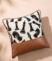 Checkmate Cushion Cover - Cognac Brown