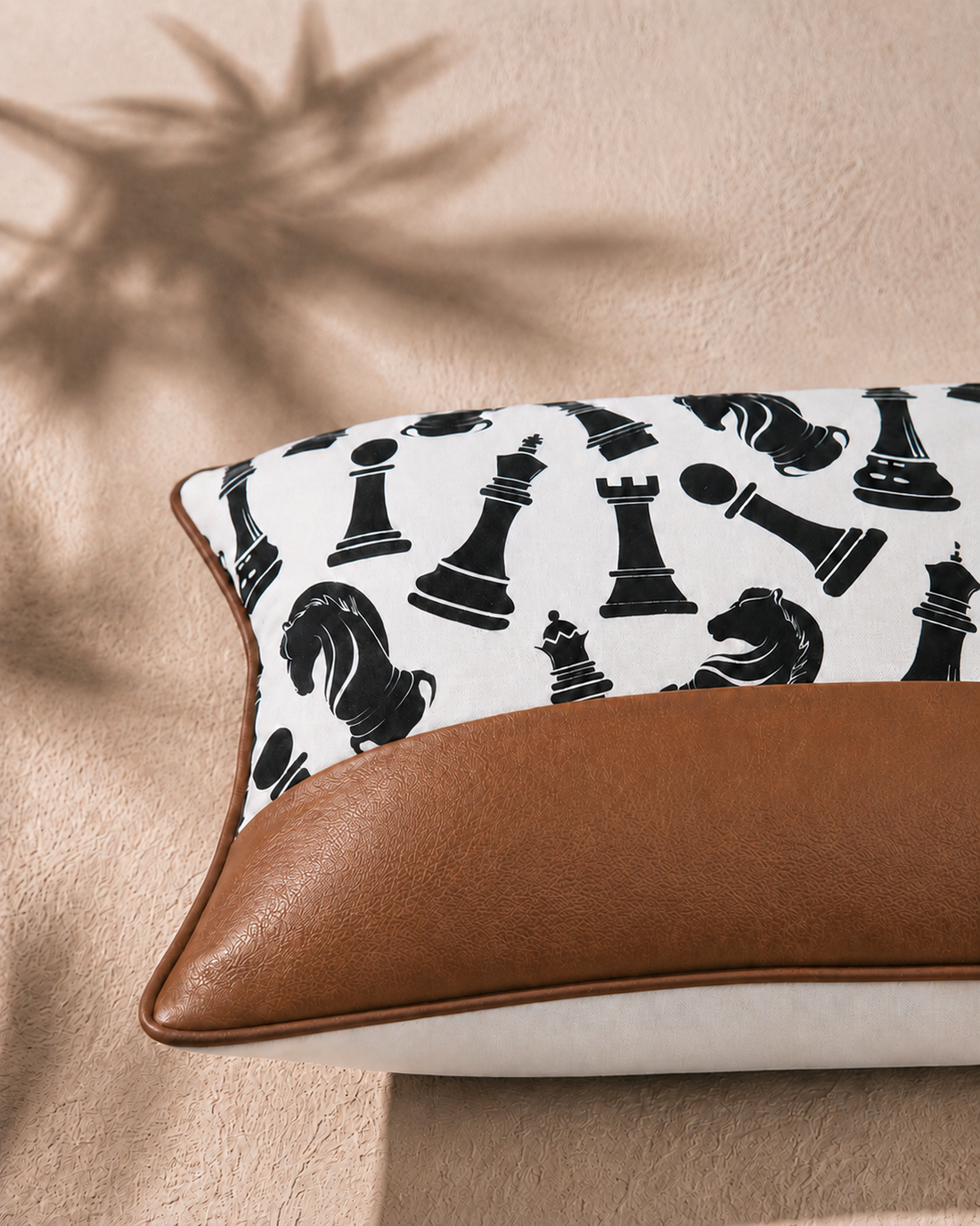 Checkmate Cushion Cover - Cognac Brown