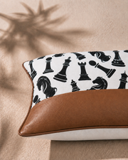 Checkmate Cushion Cover - Cognac Brown