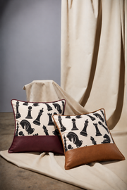 Checkmate Cushion Cover - Cognac Brown
