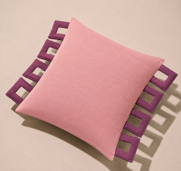 Dusty Rose Frame Cushion Cover Aaraamya