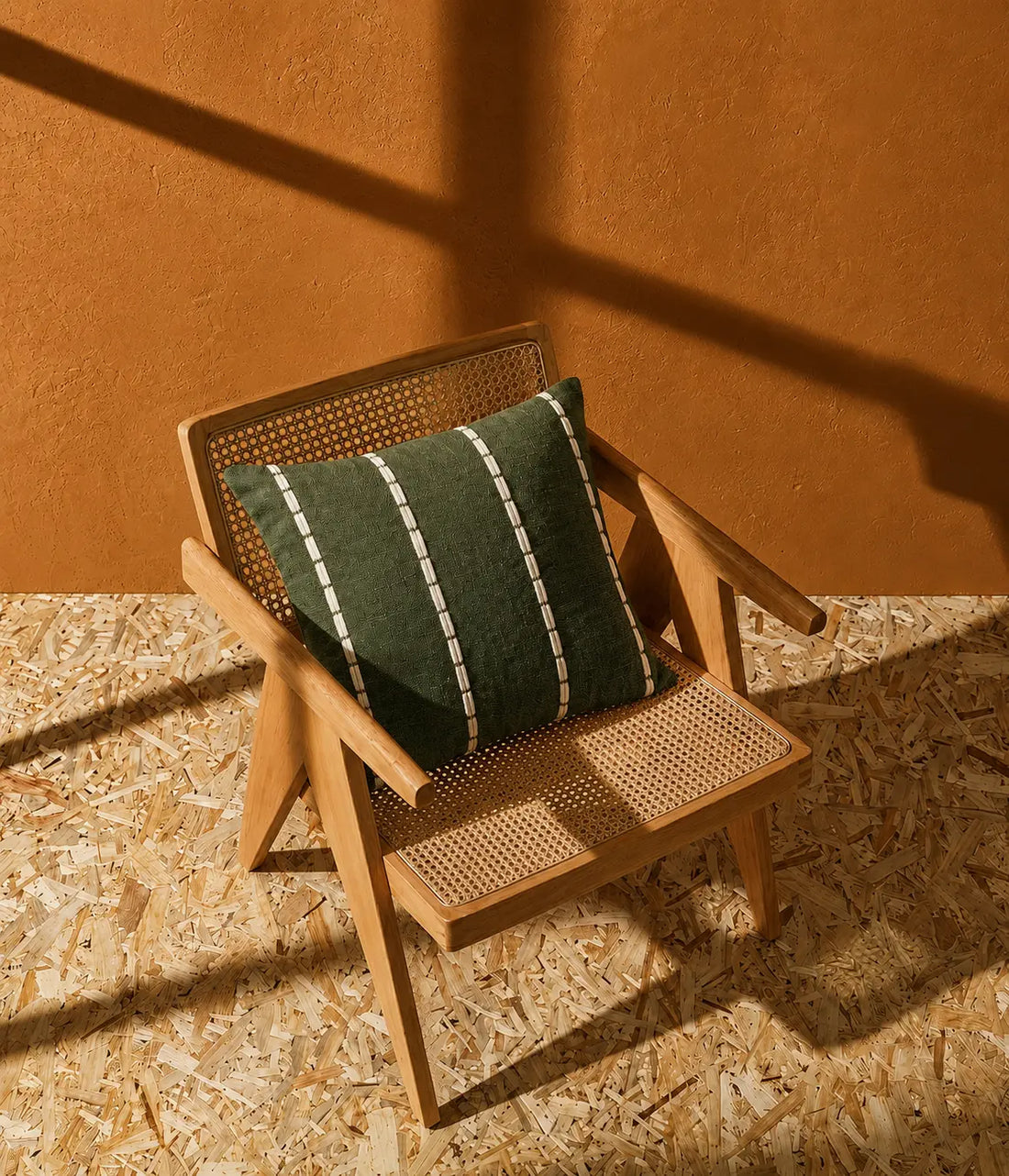 Moss Grey Stitch Cushion Cover Aaraamya