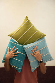 Air Blue Stitch Cushion Cover Aaraamya