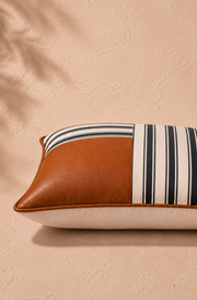 Linear Cushion Cover - Cognac Brown