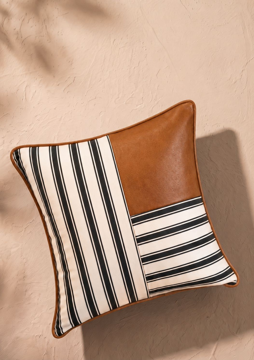 Linear Cushion Cover - Cognac Brown