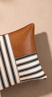 Linear Cushion Cover - Cognac Brown