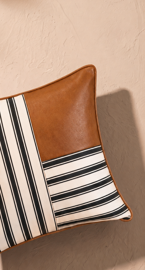 Linear Cushion Cover - Cognac Brown