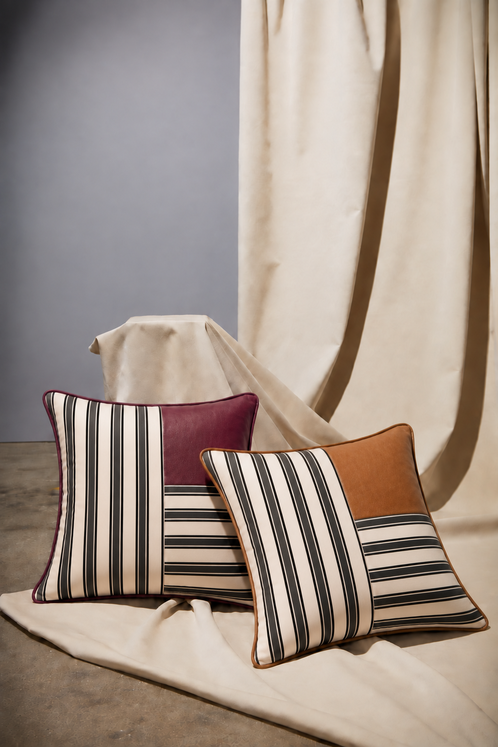 Linear Cushion Cover - Cognac Brown