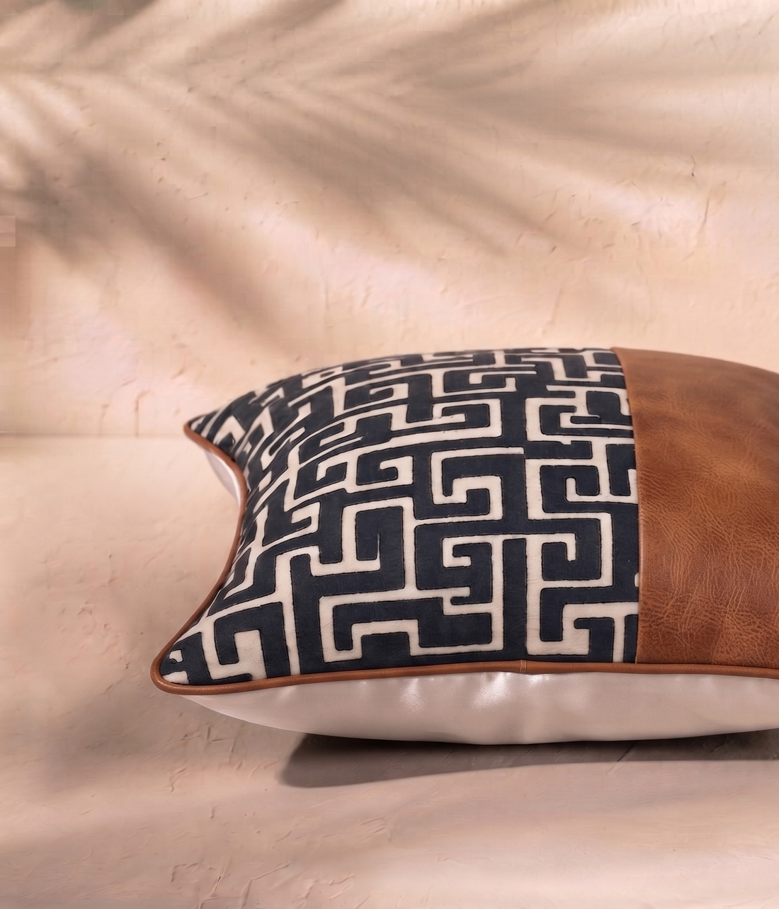 Maze Cushion Cover - Cognac Brown