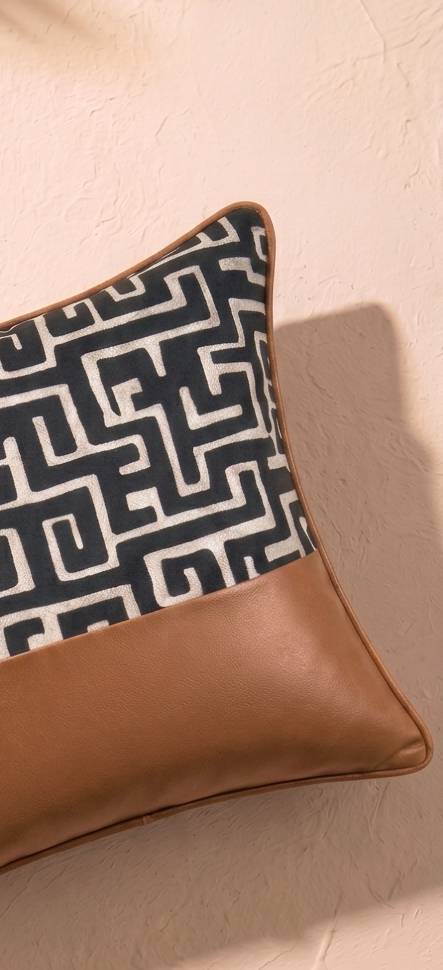 Maze Cushion Cover - Cognac Brown