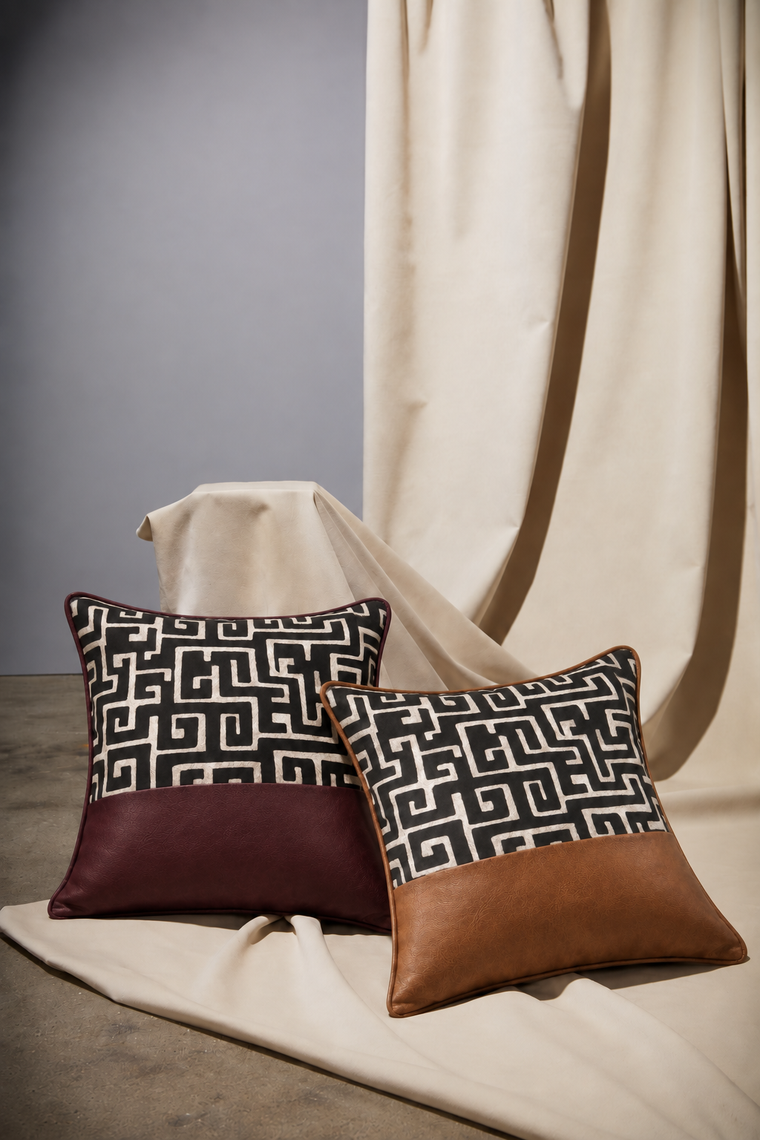 Maze Cushion Cover - Burgundy