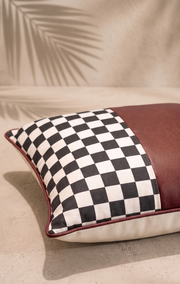 Mono Check Cushion Cover - Burgundy