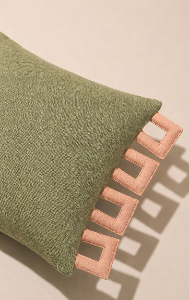 Olive Frame Cushion Cover Aaraamya