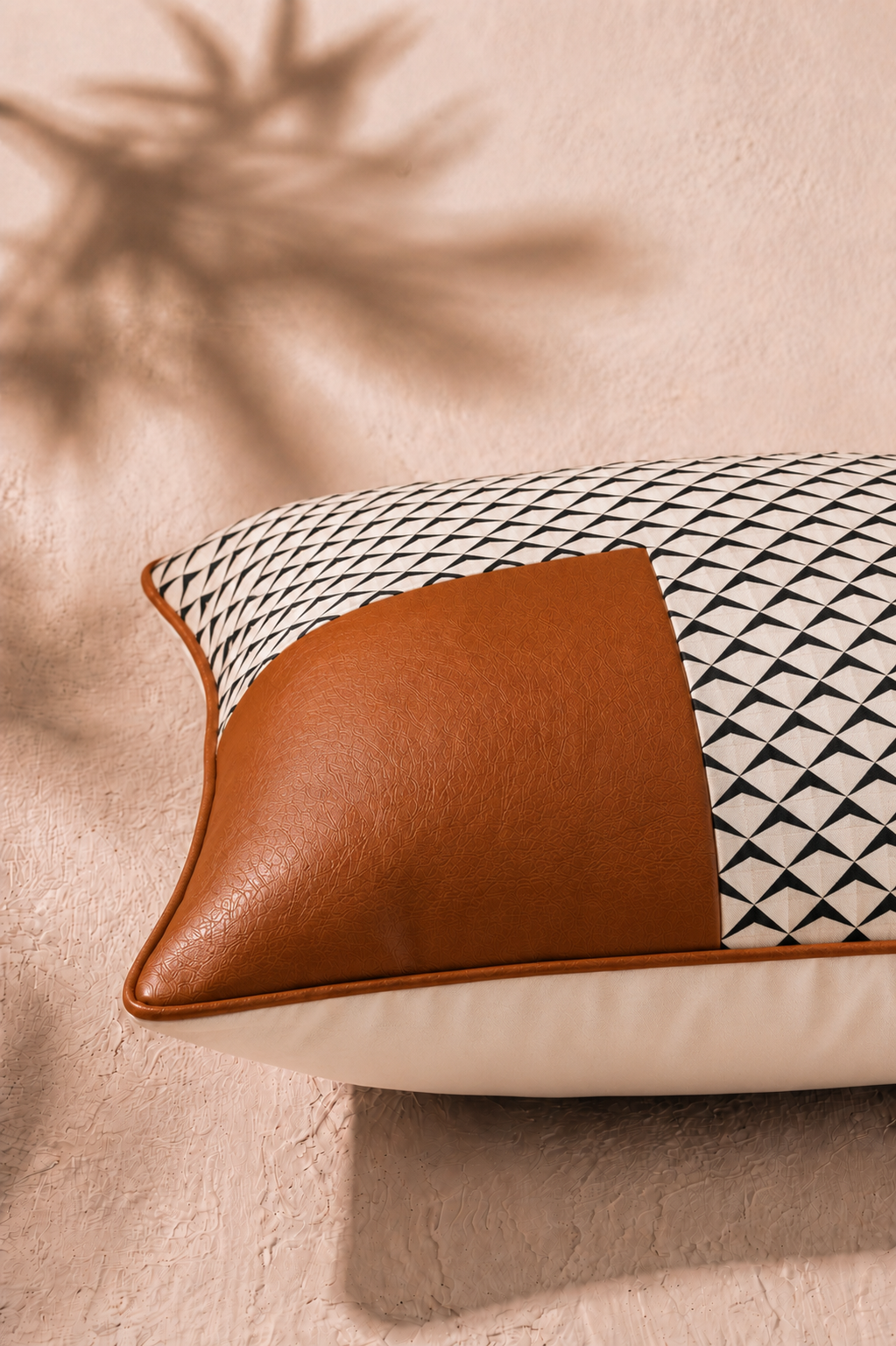 Trigrid Cushion Cover - Cognac Brown
