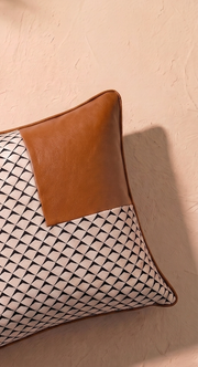 Trigrid Cushion Cover - Cognac Brown