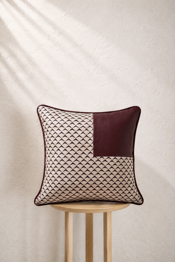 Trigrid Cushion Cover - Burgundy
