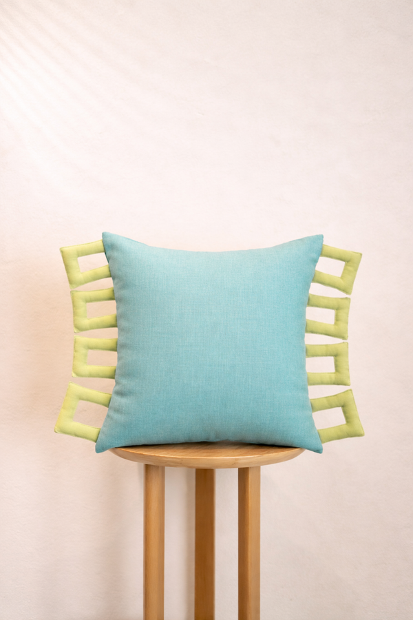 Turquoise Frame Cushion Cover Aaraamya