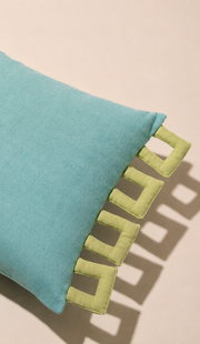 Turquoise Frame Cushion Cover Aaraamya