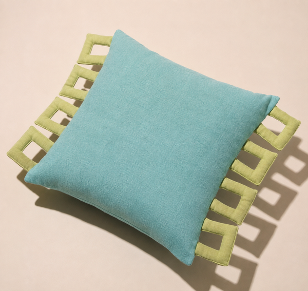 Turquoise Frame Cushion Cover Aaraamya
