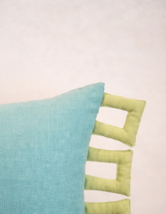 Turquoise Frame Cushion Cover Aaraamya