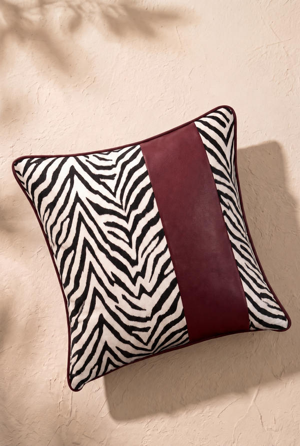 Wild Lines Cushion Cover - Burgundy