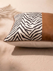 Wild Lines Cushion Cover - Cognac Brown