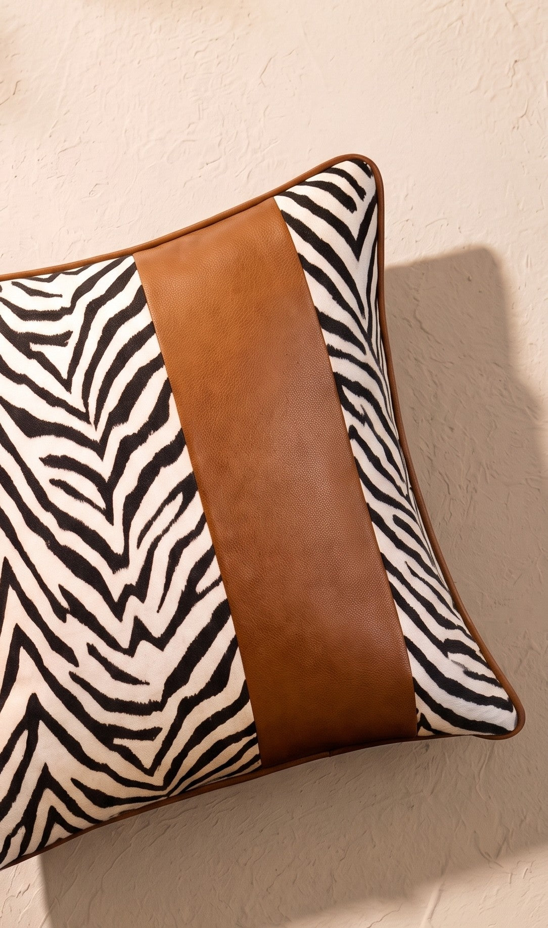 Wild Lines Cushion Cover - Cognac Brown