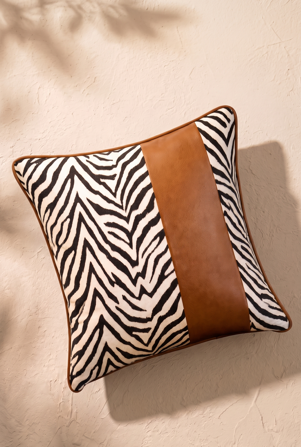 Wild Lines Cushion Cover - Cognac Brown