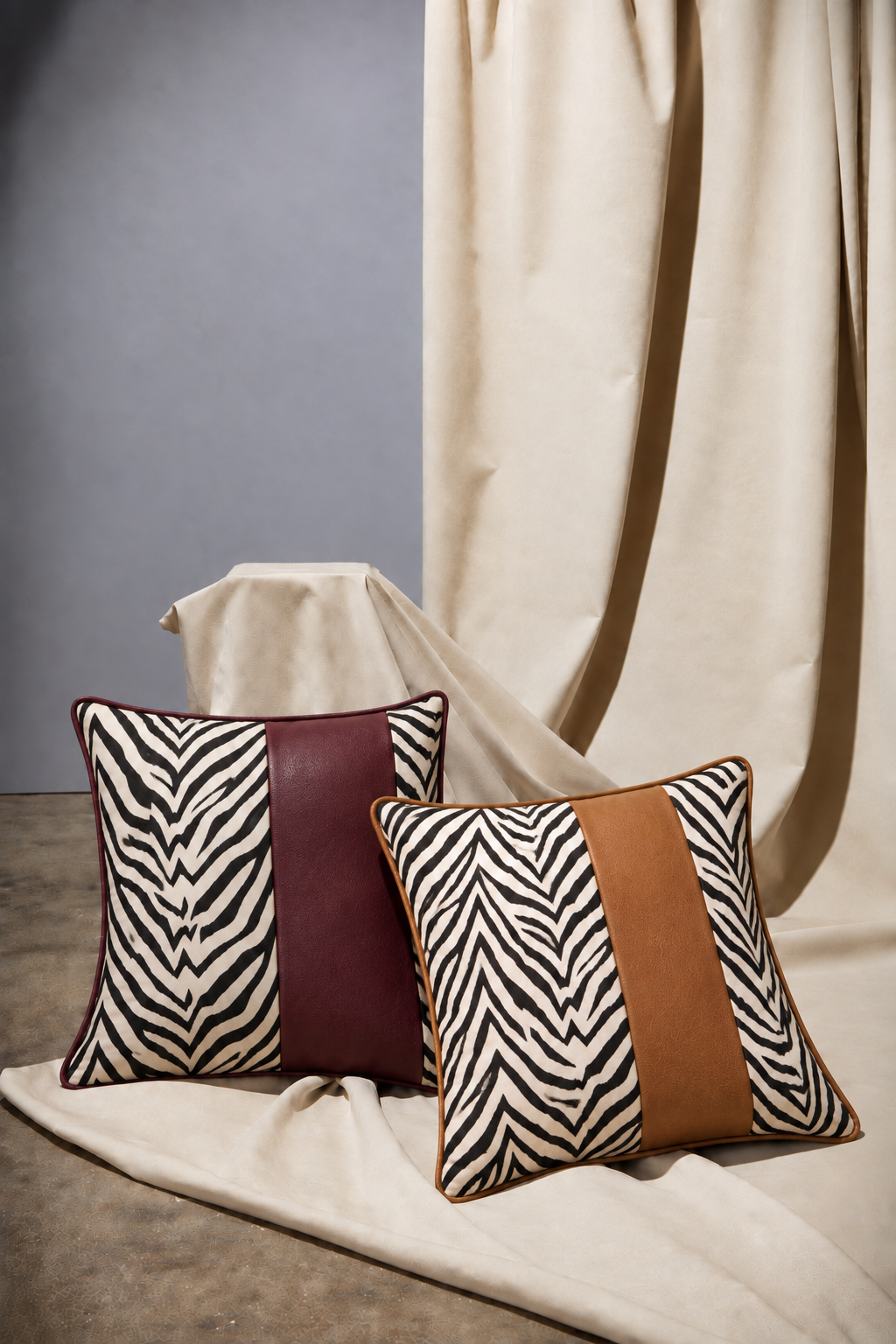 Wild Lines Cushion Cover - Cognac Brown
